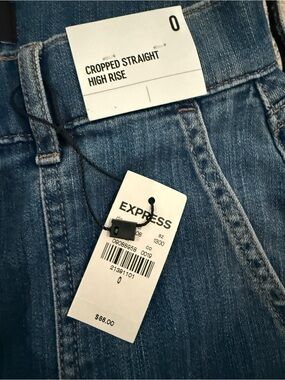 Express High-Rise Cropped Straight Jeans - Medium Blue